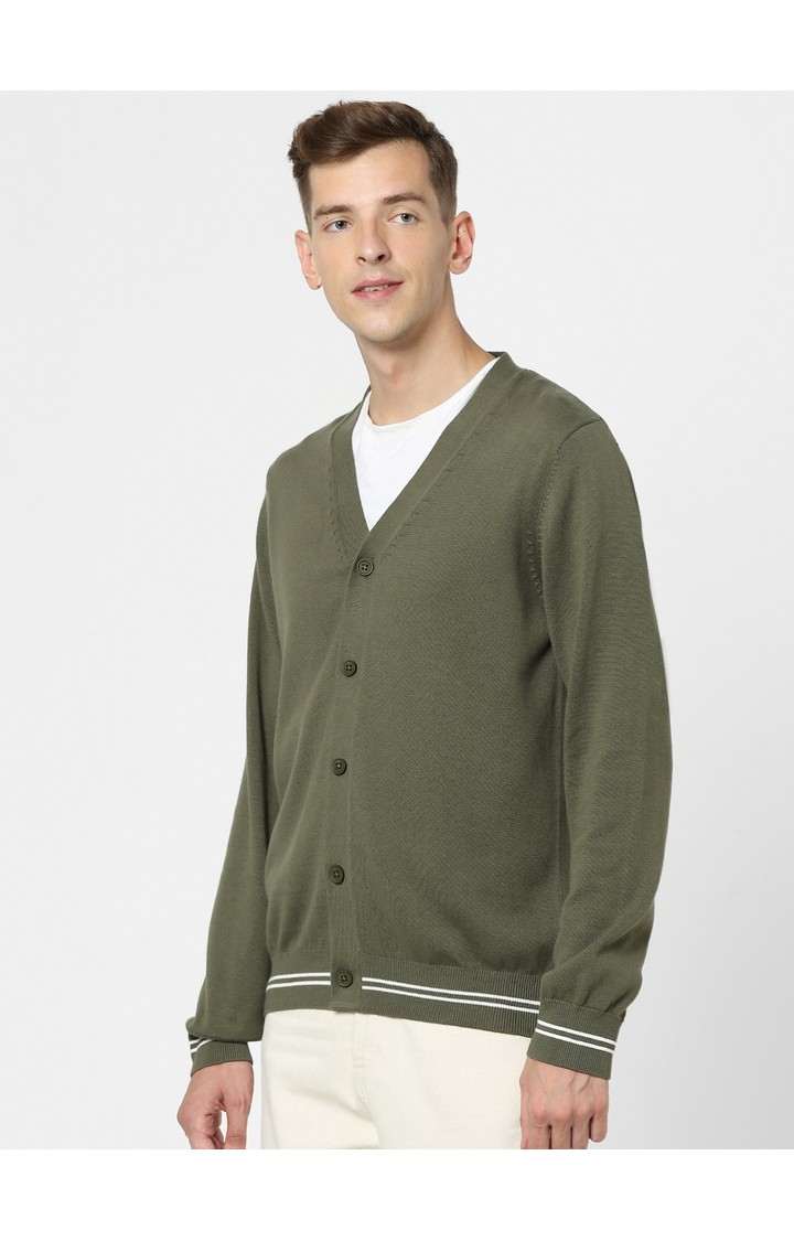Men's Khaki Solid Sweaters