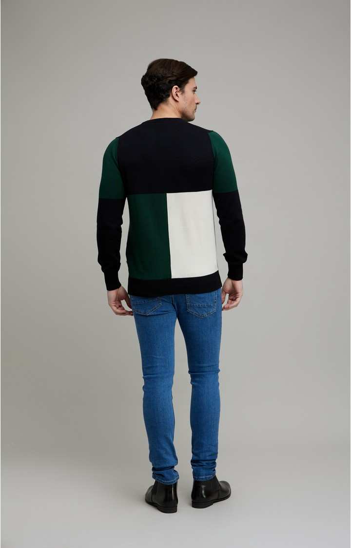 Men's Black Colourblock Sweaters