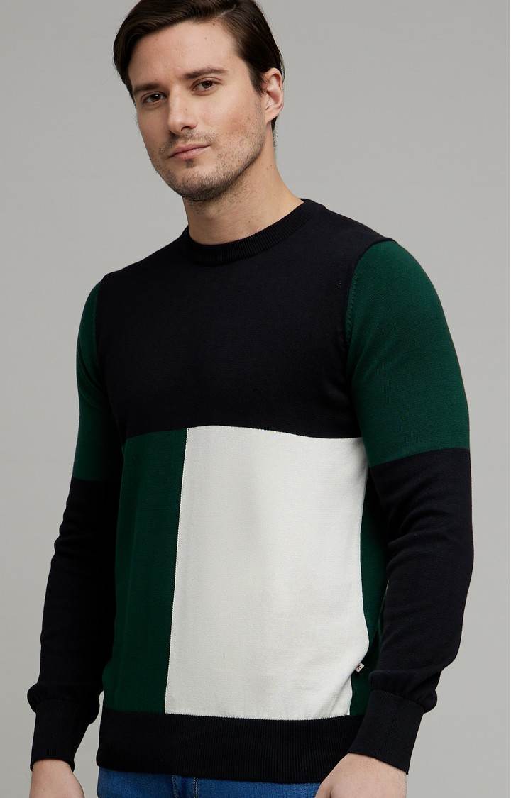 Men's Black Colourblock Sweaters