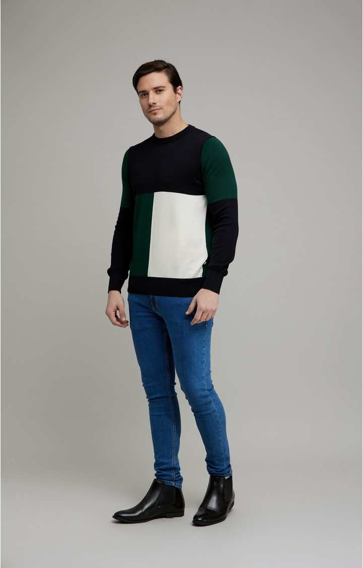 Men's Black Colourblock Sweaters