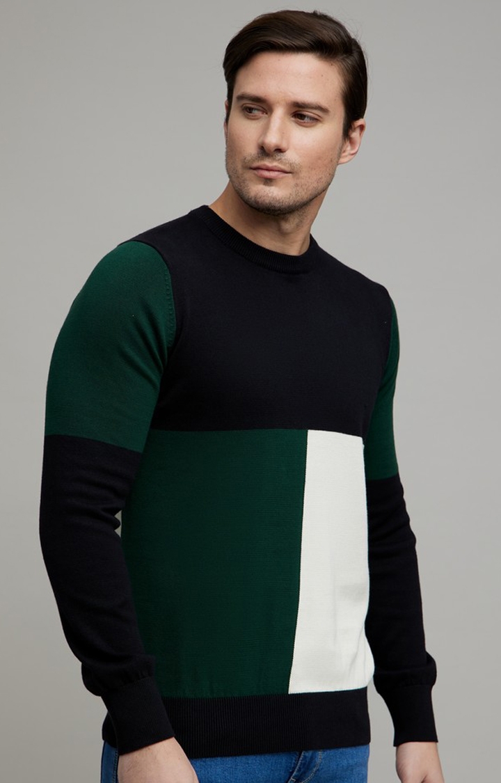celio | Men's Black Colourblock Sweaters