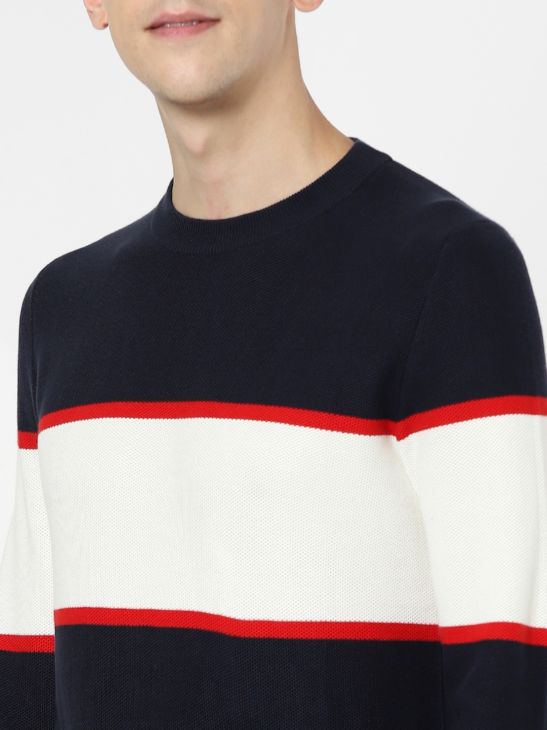 Men's Navy Colourblock Sweaters