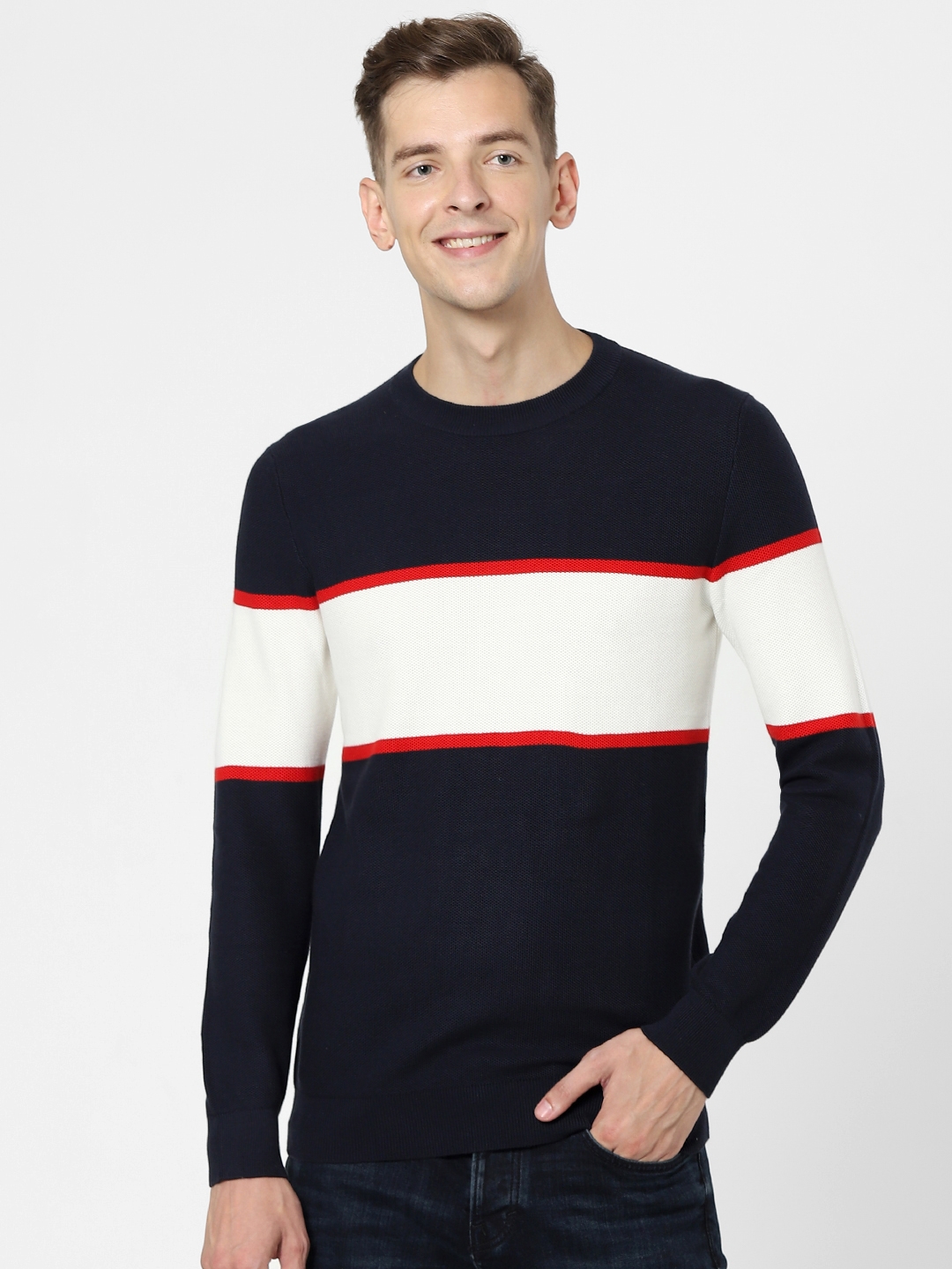 celio | Men's Navy Colourblock Sweaters