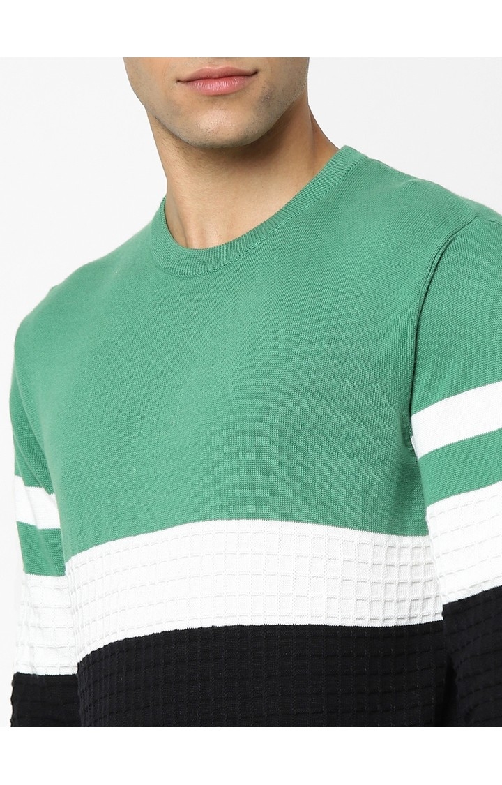 Men's Green Colourblock Sweaters