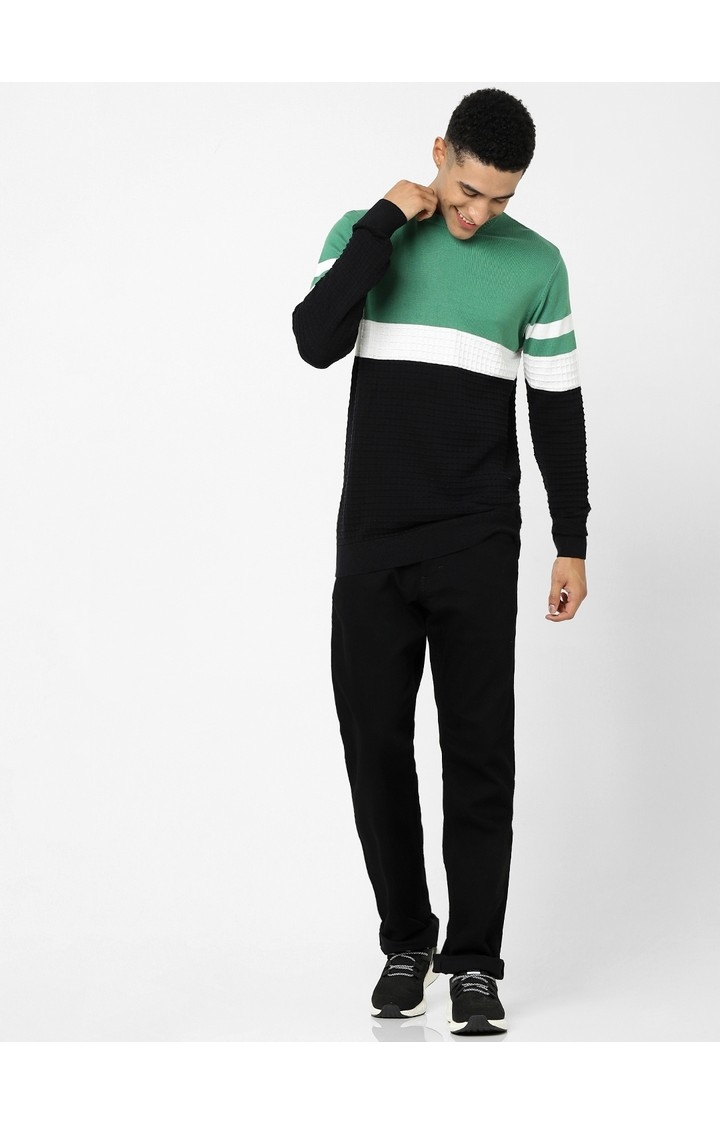 Men's Green Colourblock Sweaters