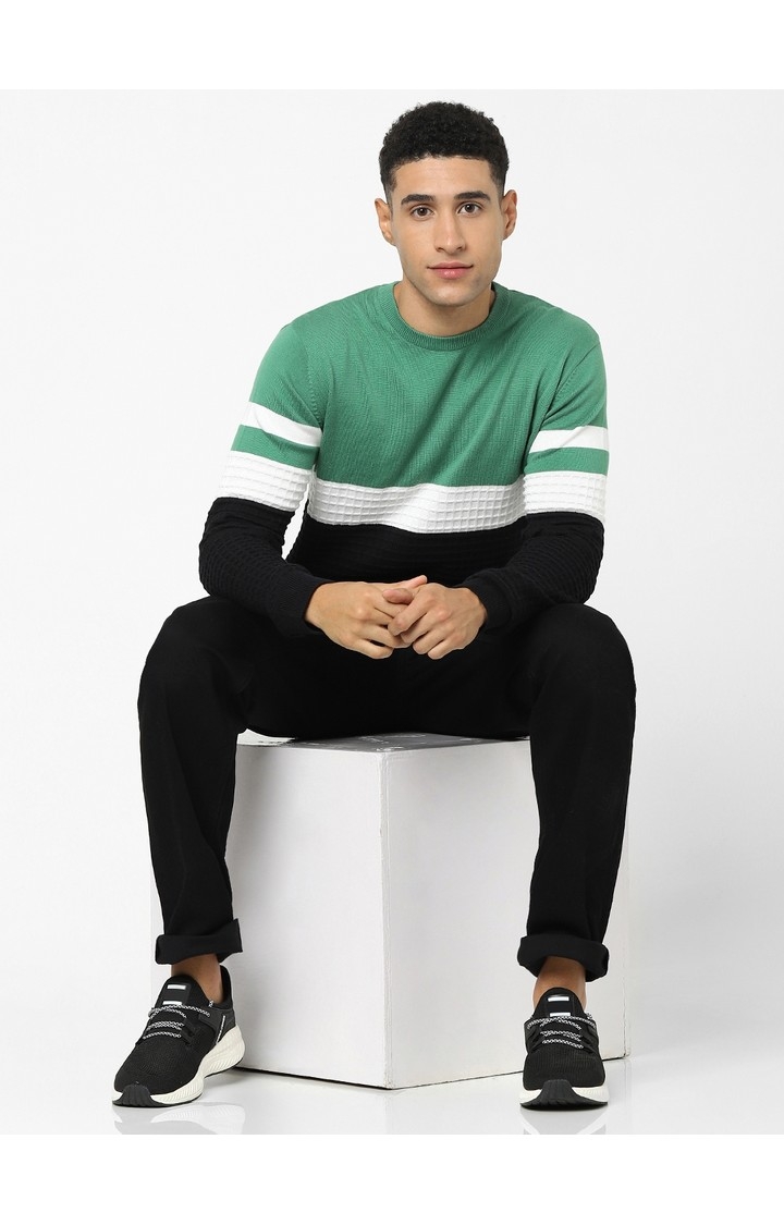 Men's Green Colourblock Sweaters