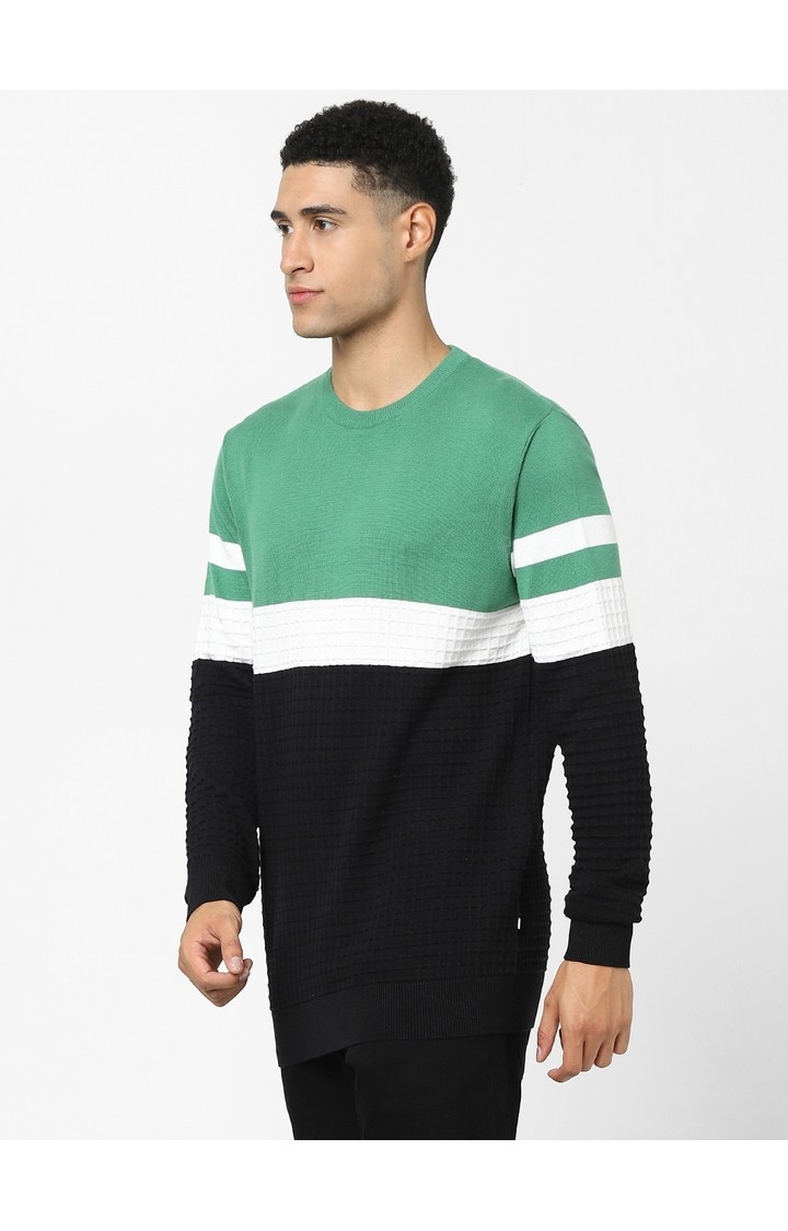 Men's Green Colourblock Sweaters