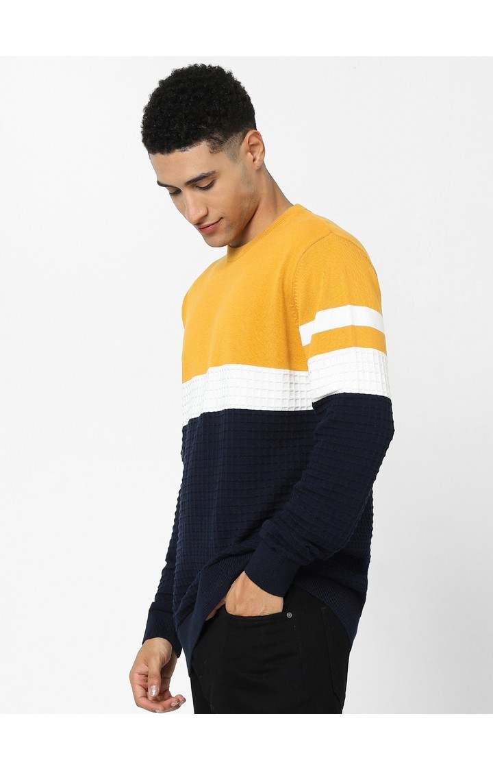 Men's Yellow Colourblock Sweaters