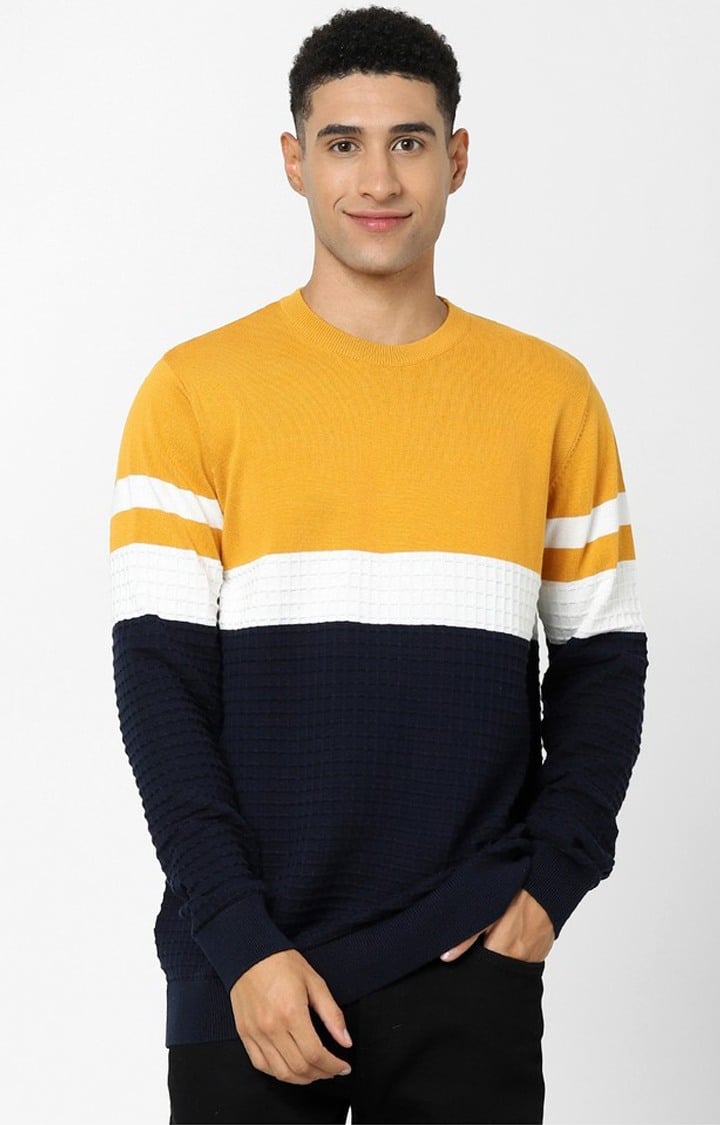Men's Yellow Colourblock Sweaters