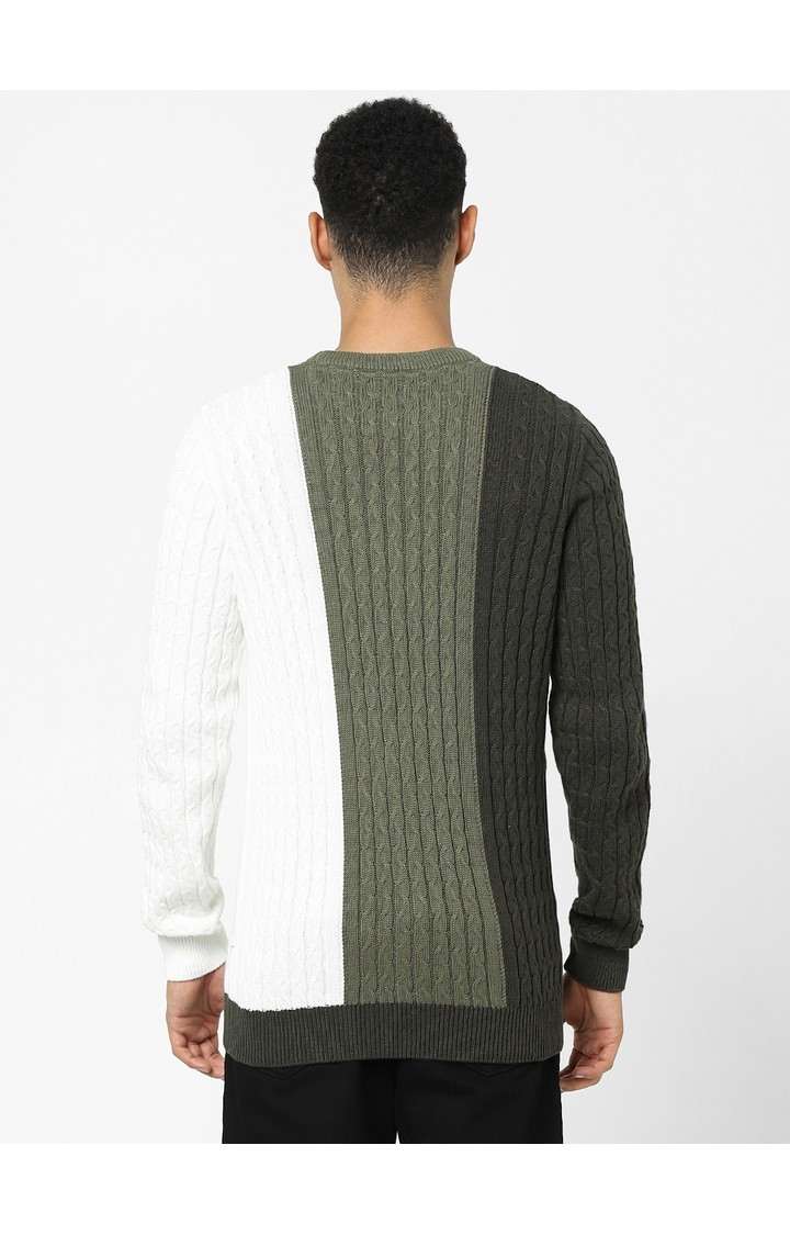 Men's Green Colourblock Sweaters