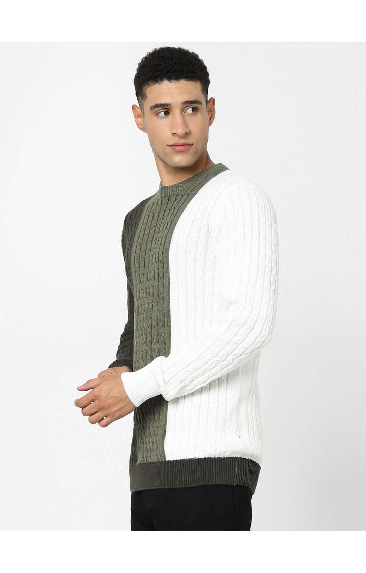 Men's Green Colourblock Sweaters