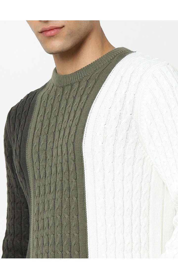 Men's Green Colourblock Sweaters