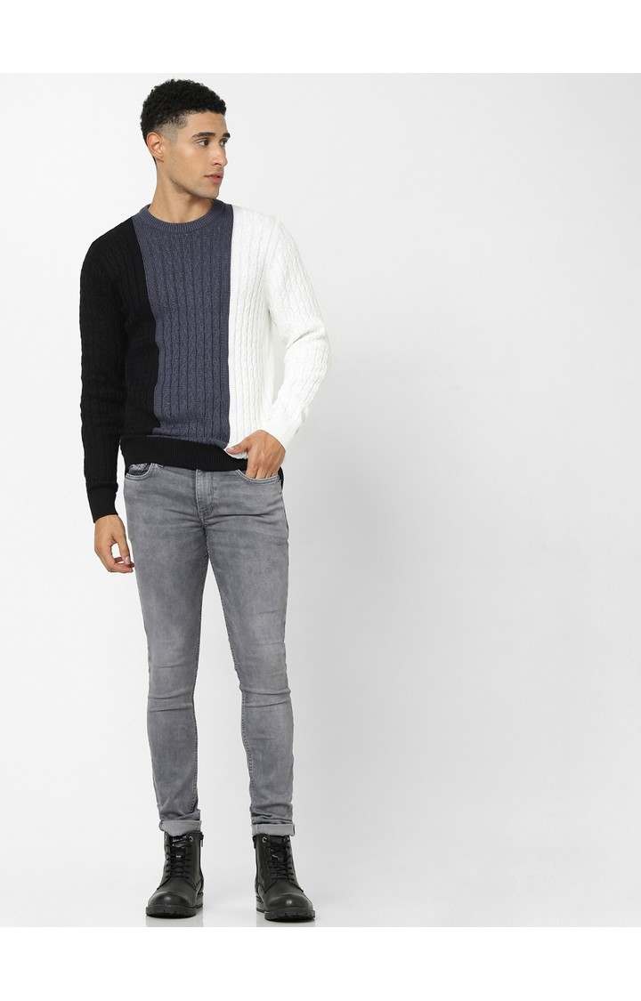Men's Black Colourblock Sweaters