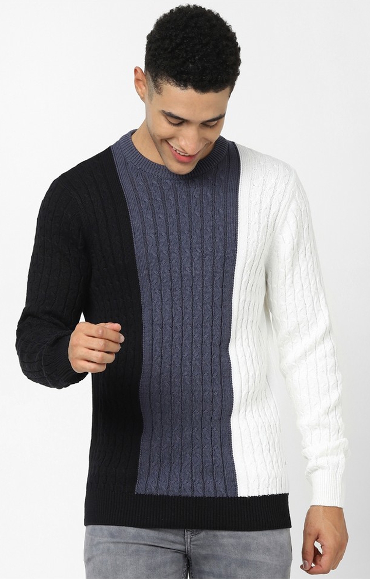 celio | Men's Black Colourblock Sweaters