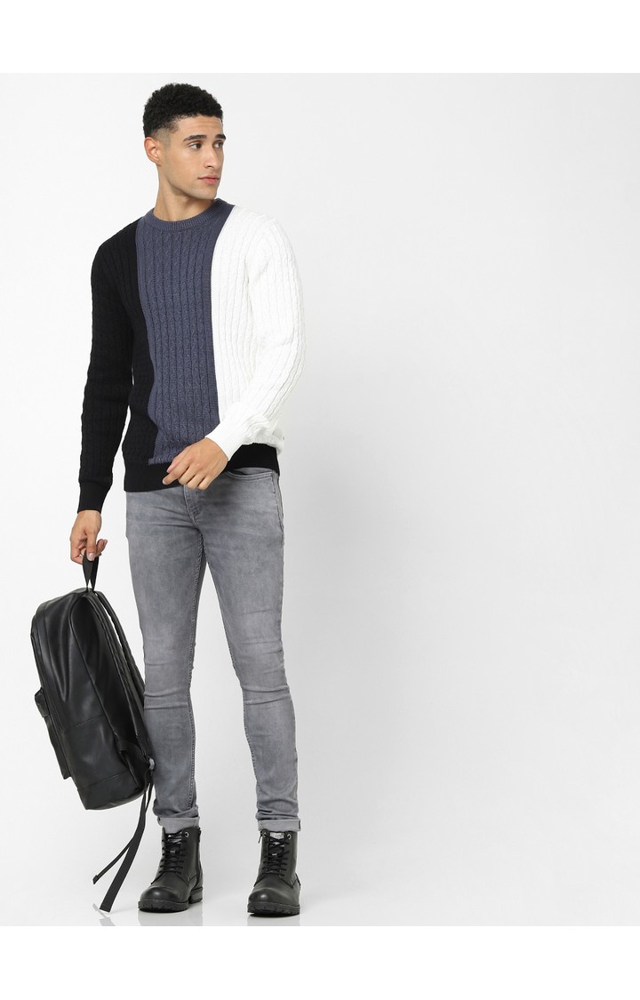 Men's Black Colourblock Sweaters