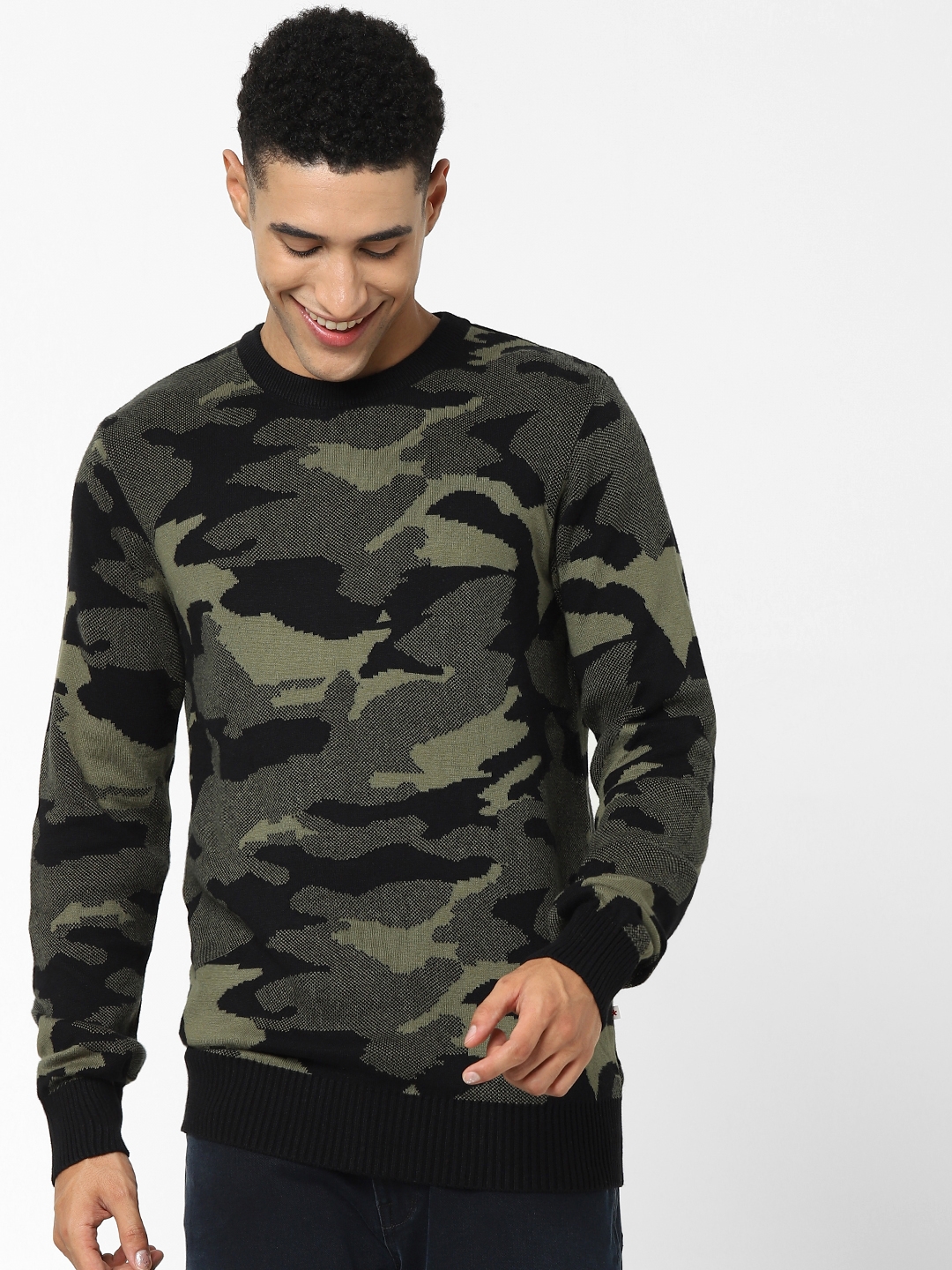 celio | Men's Khaki Camouflage Sweaters
