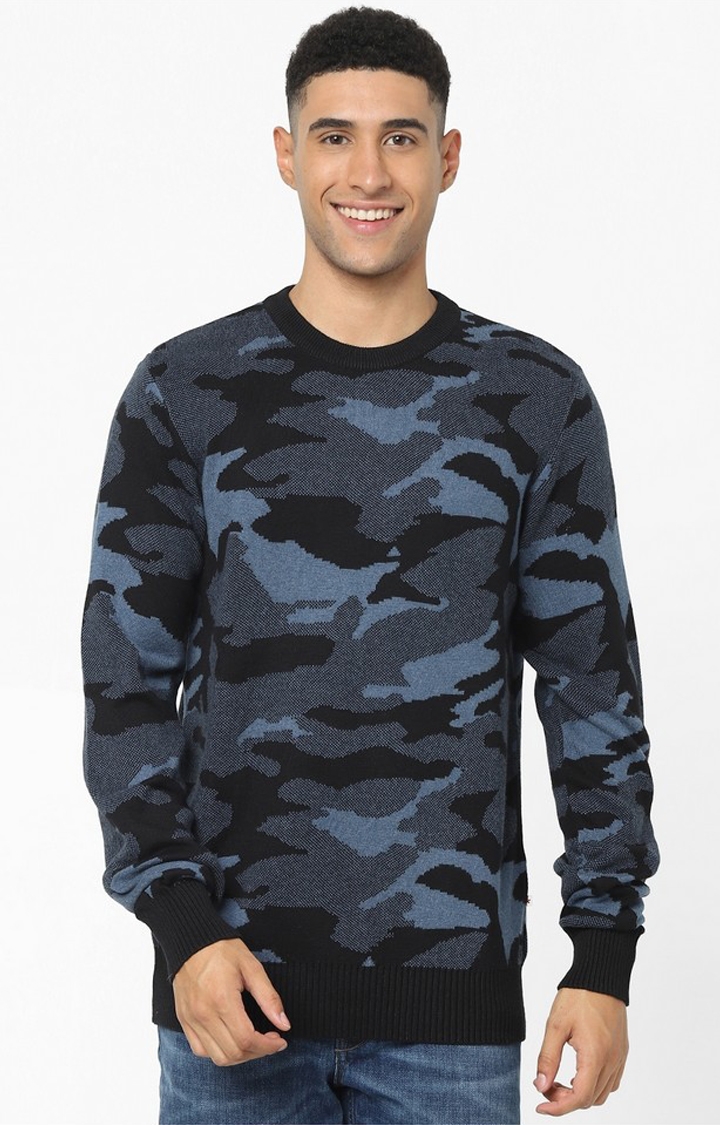 celio | Men's Navy Camouflage Sweaters