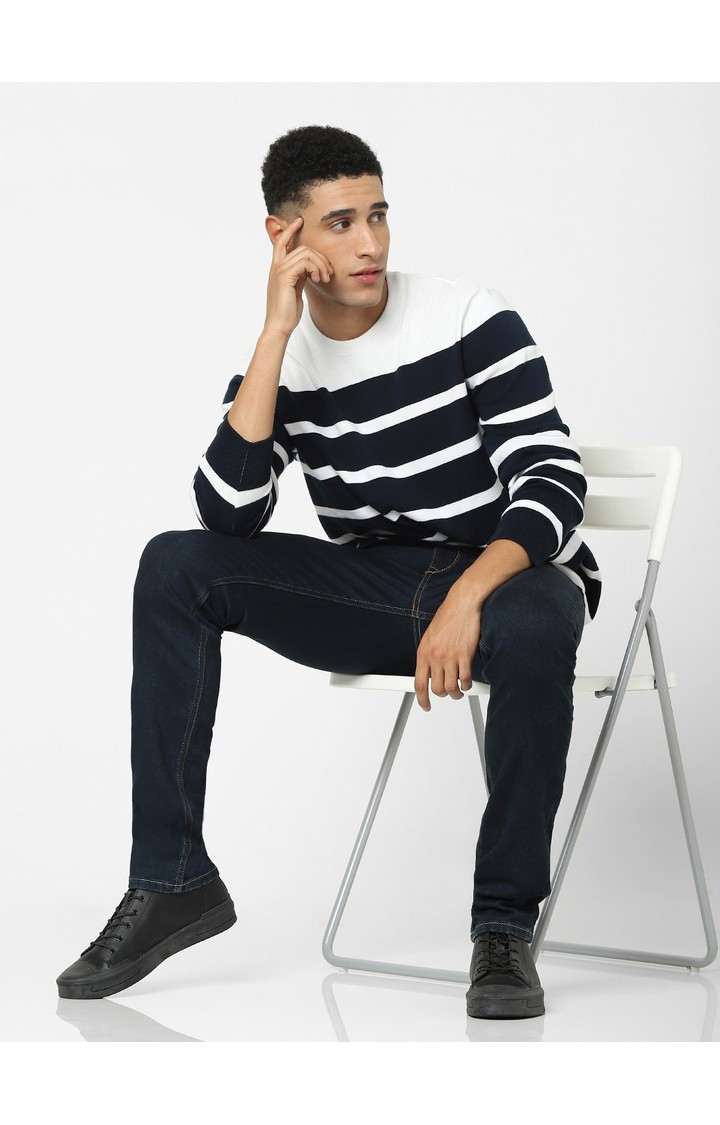 Men's Navy Striped Sweaters