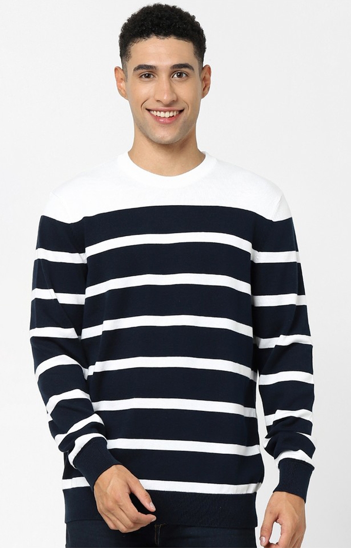 celio | Men's Navy Striped Sweaters