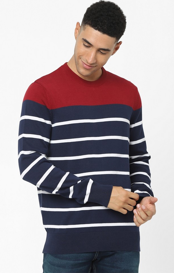 celio | Men's Red Striped Sweaters