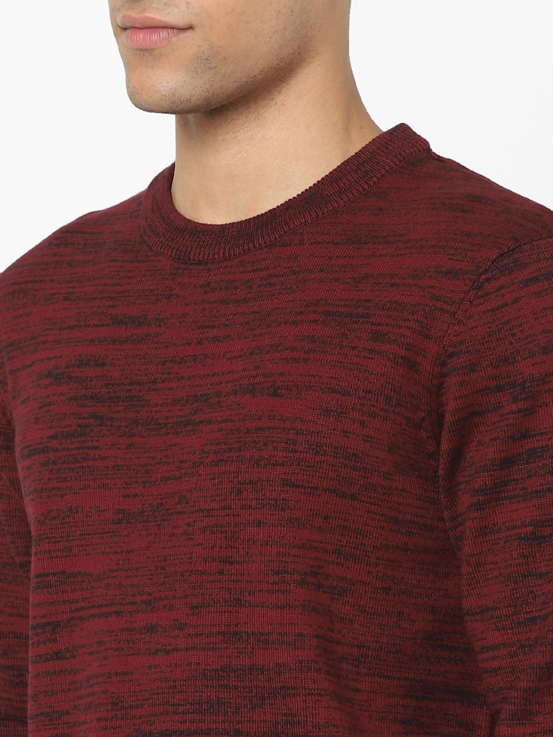 Men's Burgundy Textured Sweaters