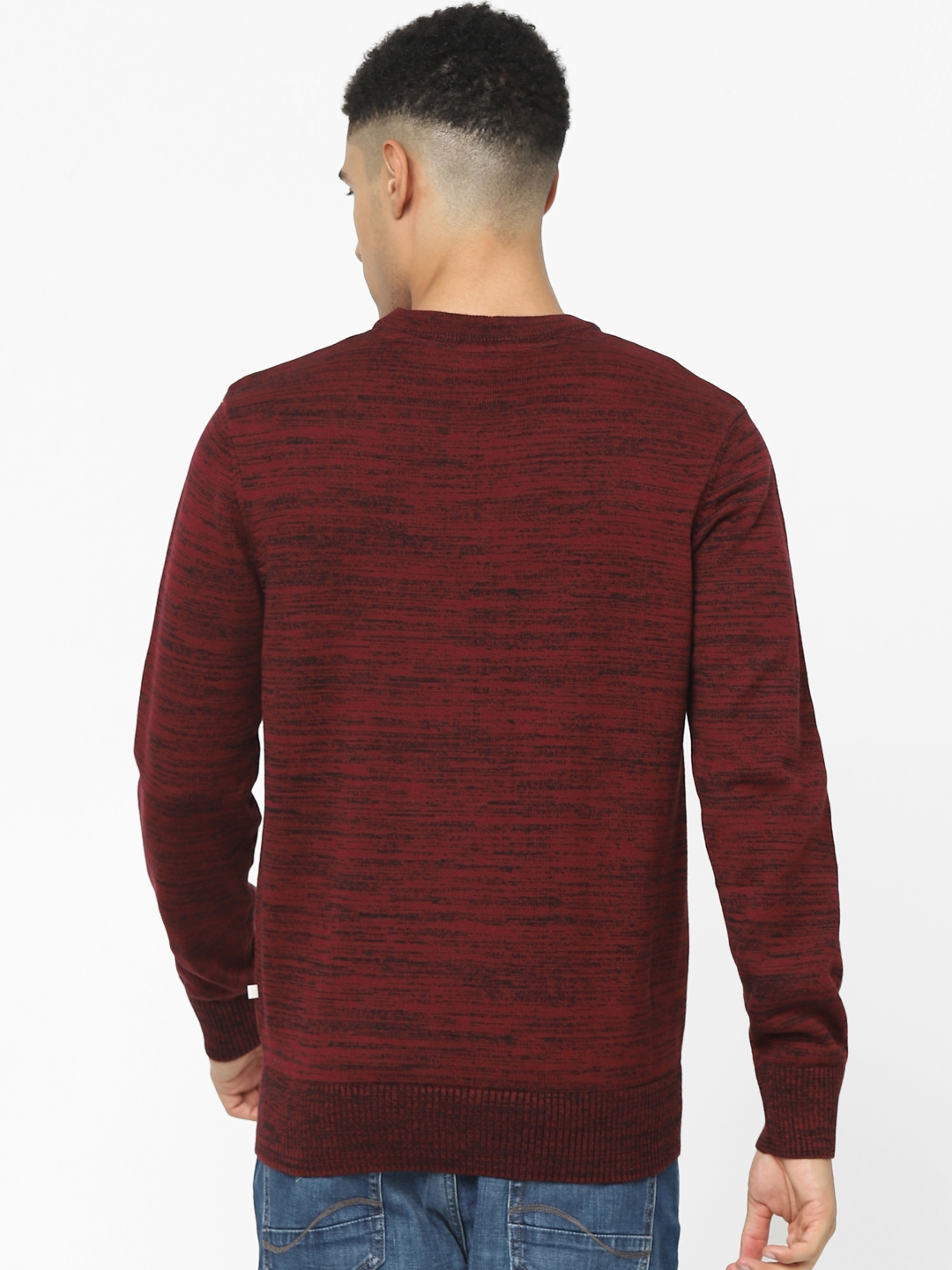 Men's Burgundy Textured Sweaters