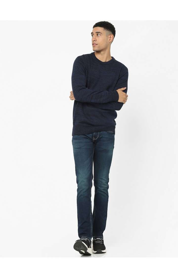 Men's Navy Textured Sweaters