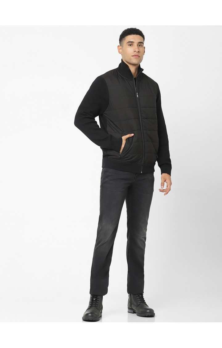 Men's Black Solid Bomber Jackets