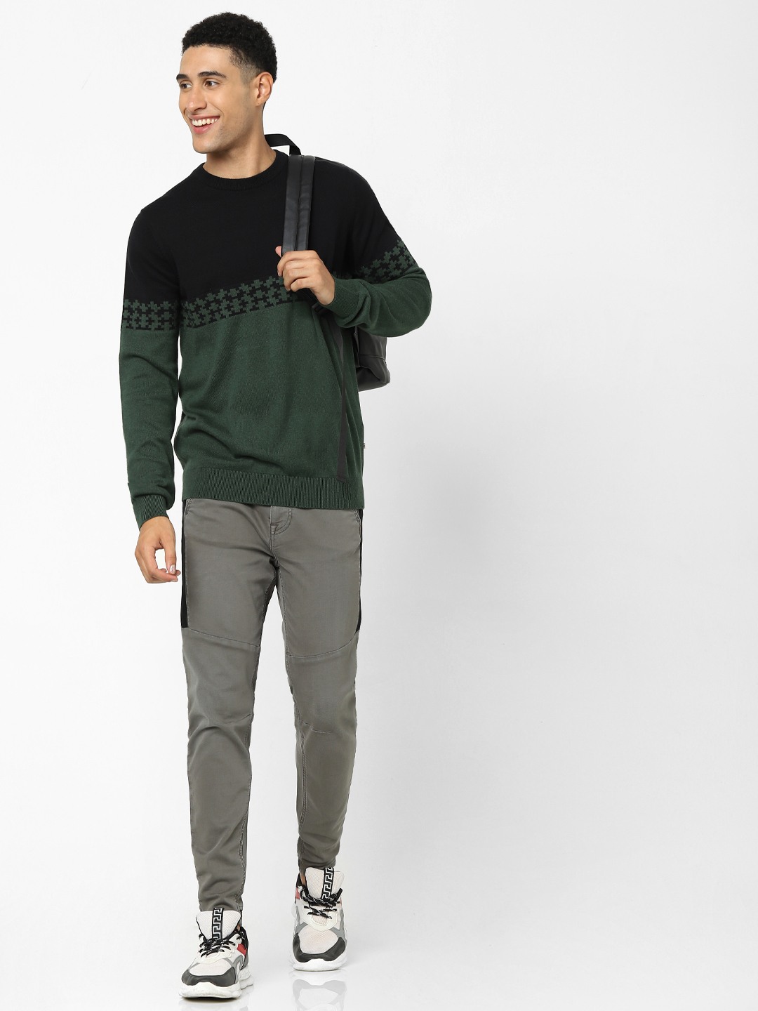 Men's Black Colourblock Sweaters