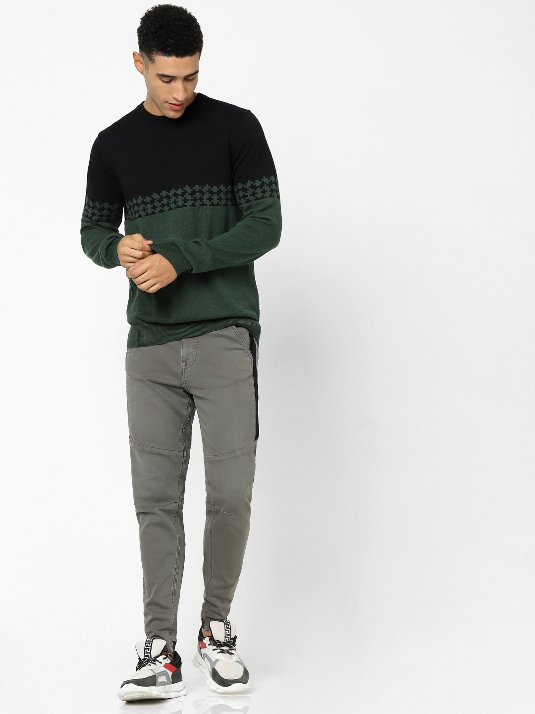 celio | Men's Black Colourblock Sweaters 4