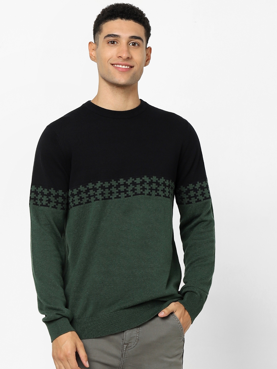 celio | Men's Black Colourblock Sweaters 0