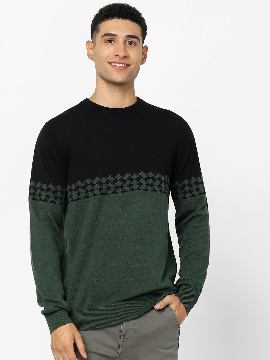 Men's Black Colourblock Sweaters