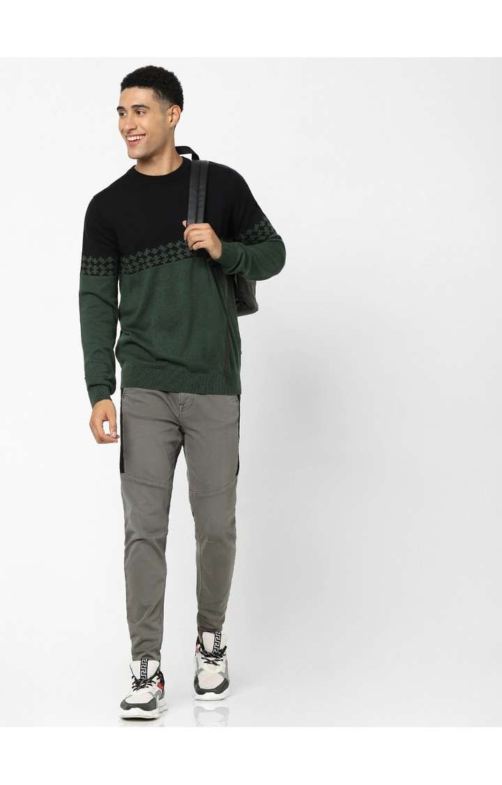 Men's Black Colourblock Sweaters