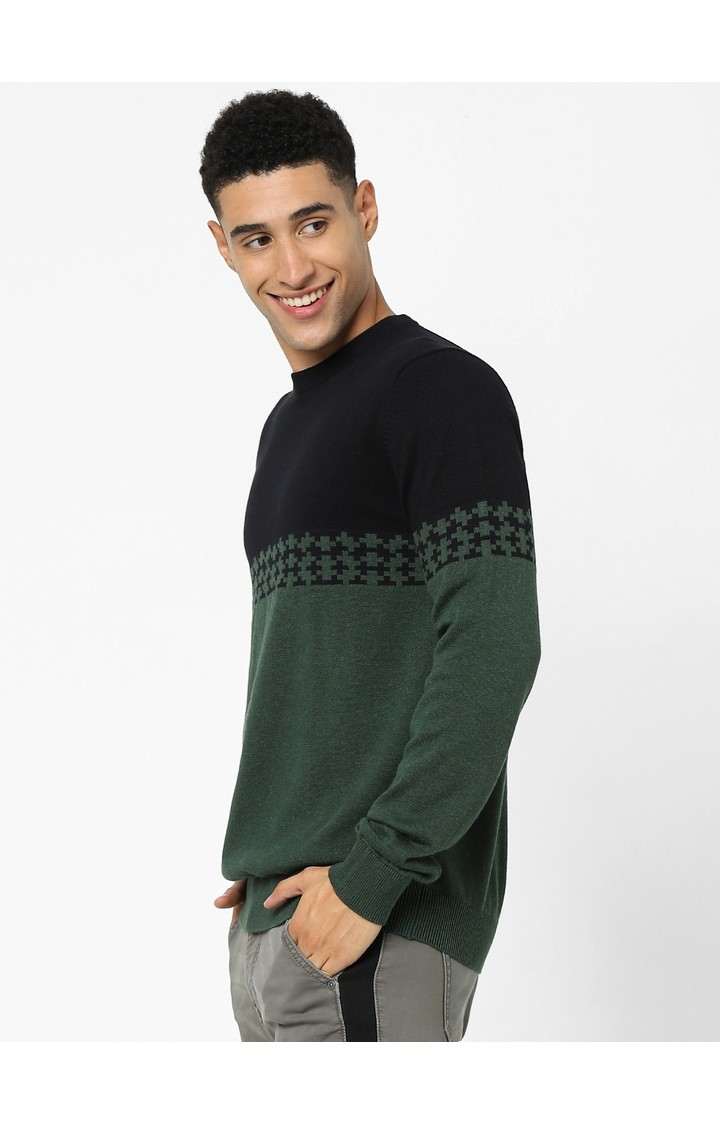 Men's Black Colourblock Sweaters