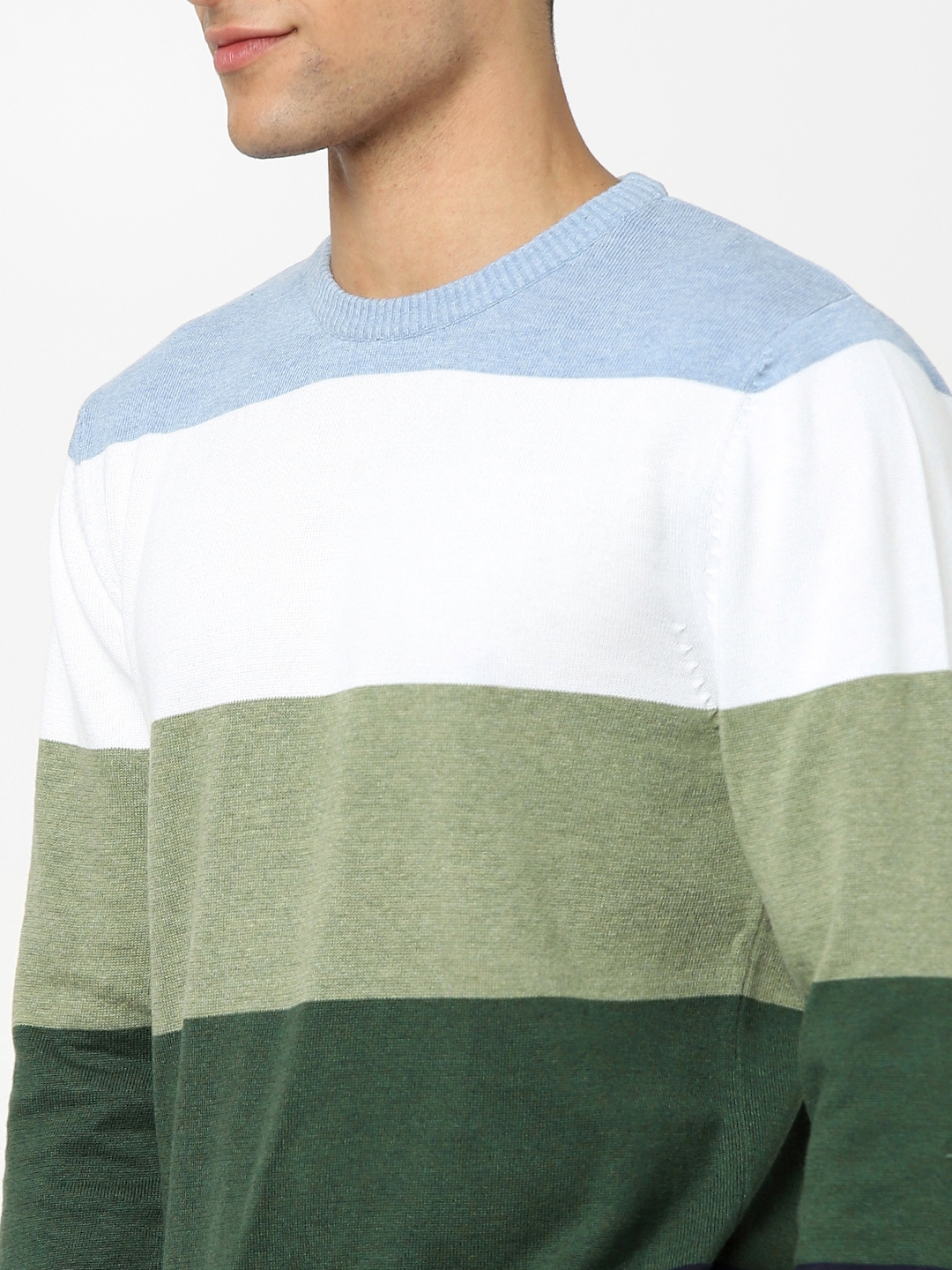 celio | Men's Green Colourblock Sweaters 3