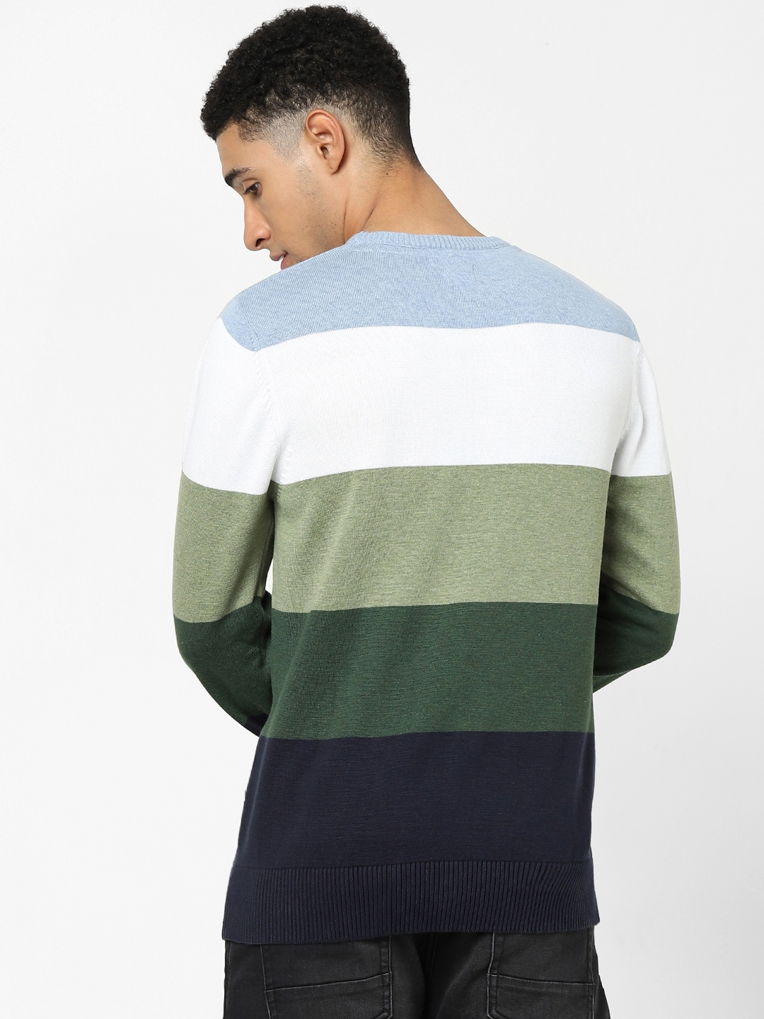 celio | Men's Green Colourblock Sweaters 2