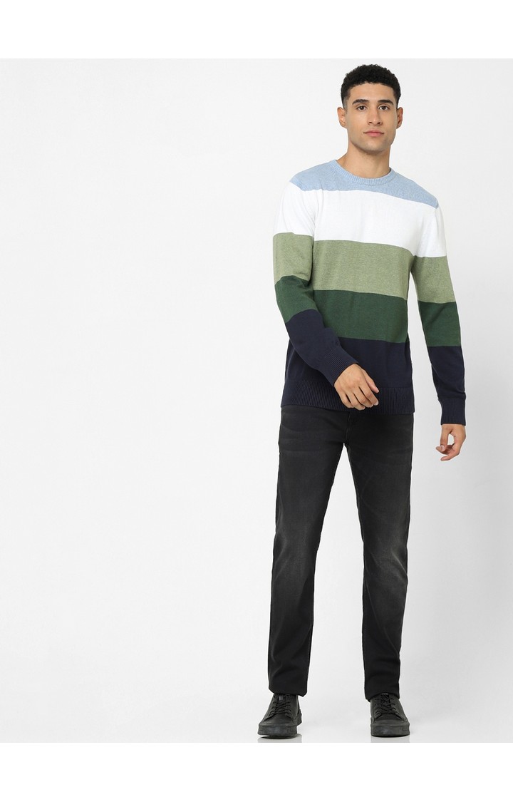 Men's Green Colourblock Sweaters