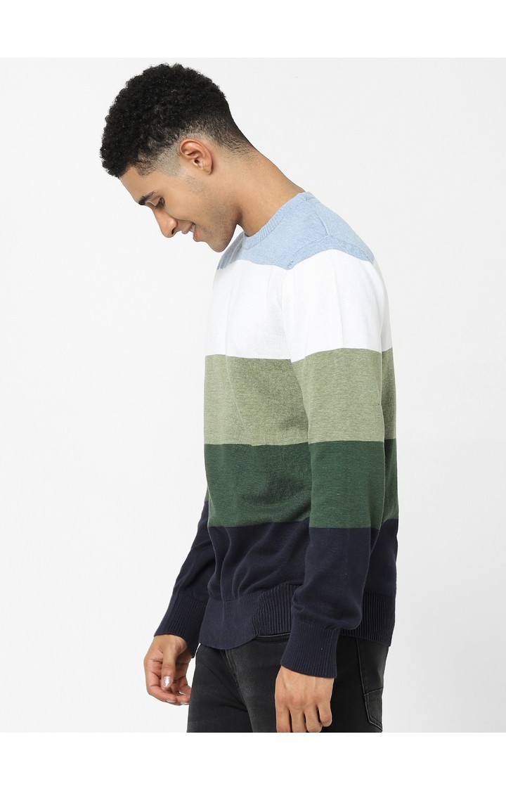 Men's Green Colourblock Sweaters