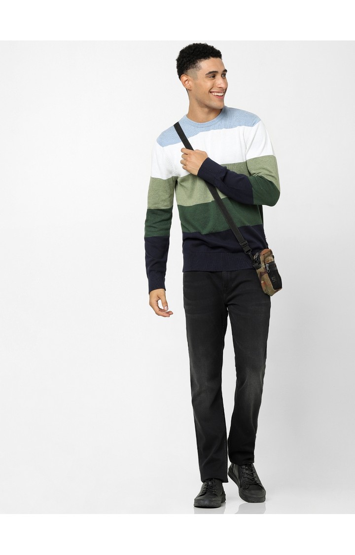 Men's Green Colourblock Sweaters