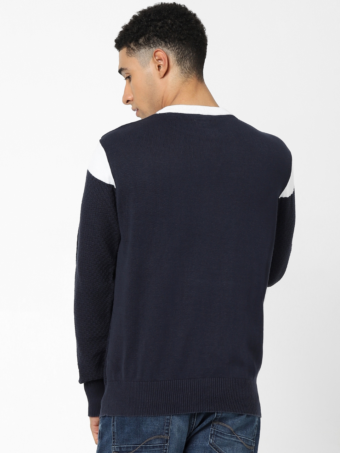 Men's Navy Colourblock Sweaters