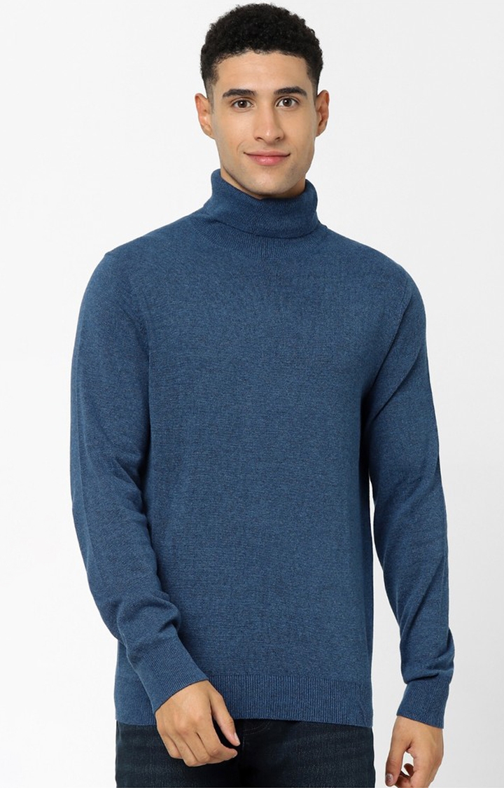 celio | Men's Blue Solid Sweaters