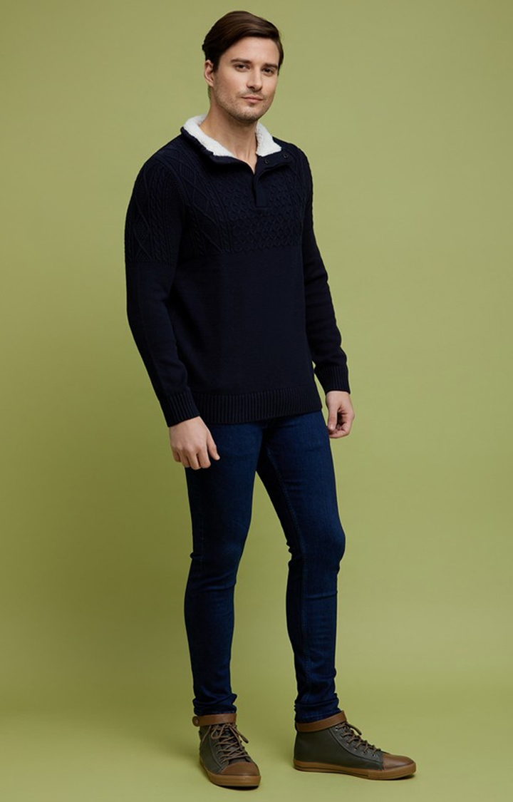 celio | Men's Navy Solid Sweaters