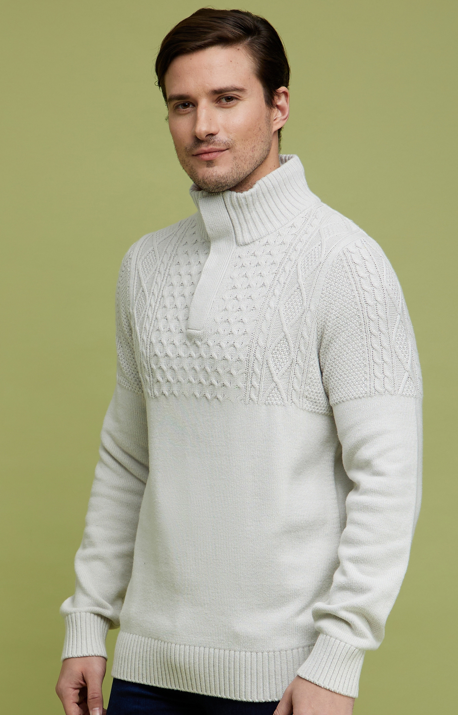 celio | Men's White Textured Sweaters