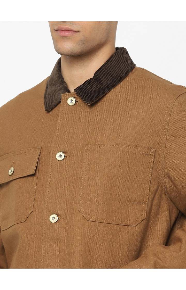 Men's Khaki Solid Western Jackets