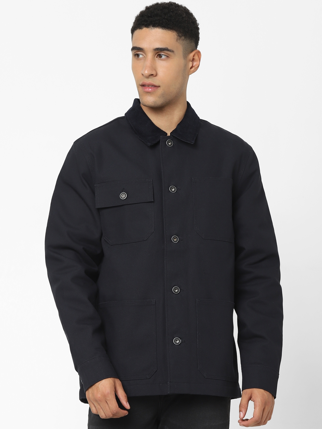 celio | Men's Navy Solid Western Jackets