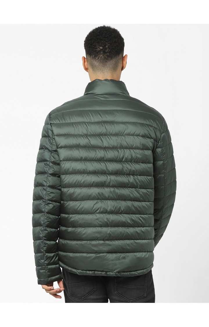 Men's Green Solid Bomber Jackets