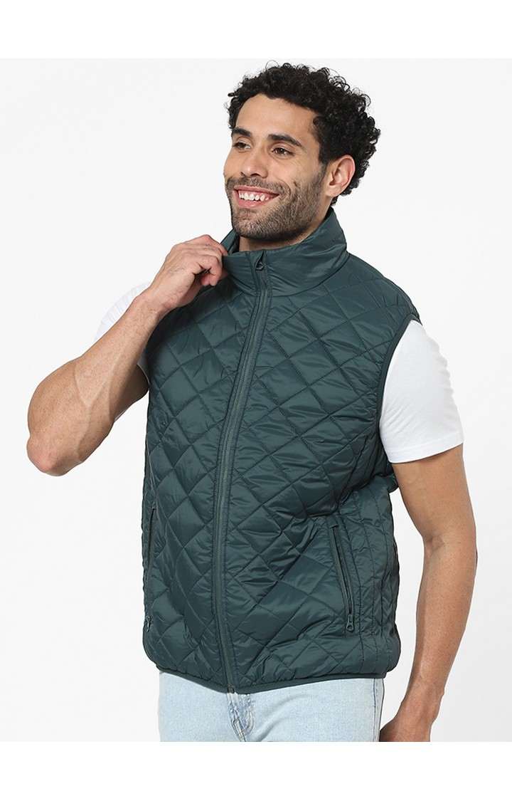 Men's Green Solid Gilet