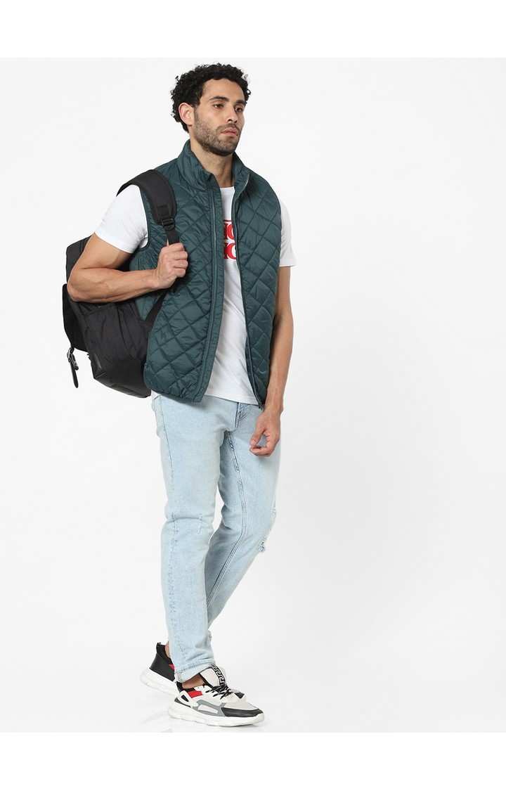 Men's Green Solid Gilet