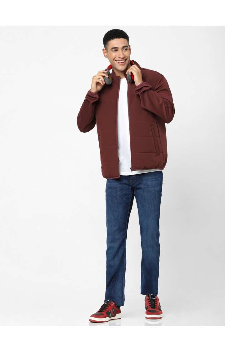 Men's Red Solid Bomber Jackets