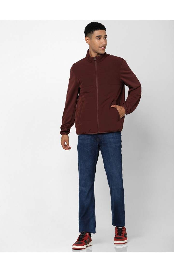 Men's Red Solid Bomber Jackets